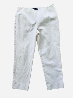 Lafayette 148 White Straight Leg Minimalist Crop Summer Stretch Cotton Pants 10